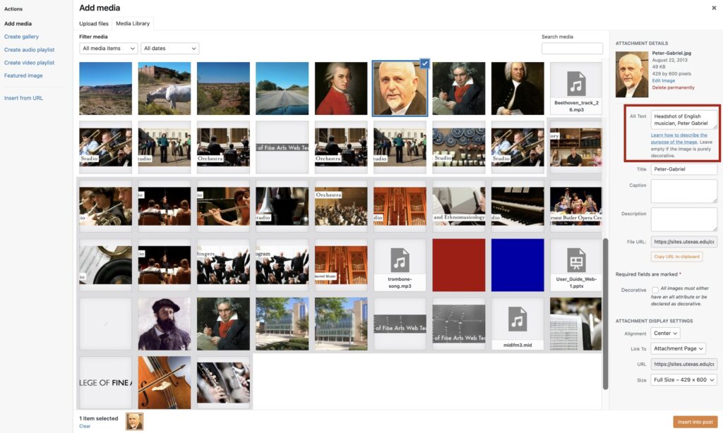 The “Alt Text” Field in the Media Library