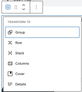 The Grid Block Transform button