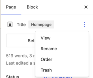 screen shot showing the context menu open in the interface