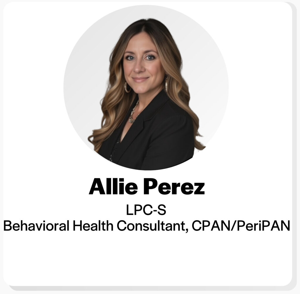 head shot of allie perez, L P C S, behavioral health consultant for CPAN/PeriPAN
