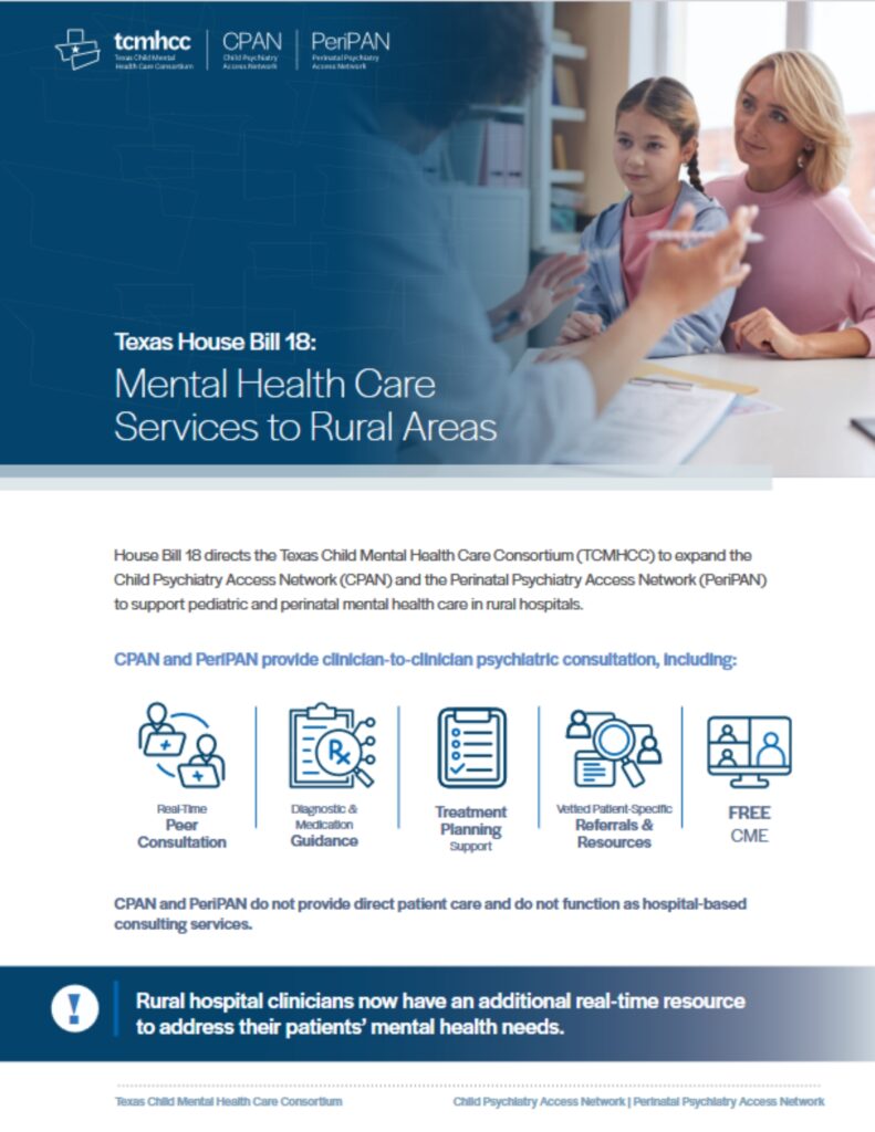 a flyer with details about the new initiative to improve access to CPAN for rural areas, under texas house bill 18