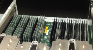 Filled memory slots at the back of the Central Processor Complex drawer