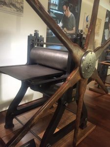 An example of an older printing press at Tipoteca Italiana