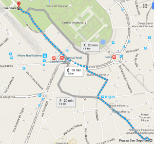Our walking route from point 'A' to 'B'