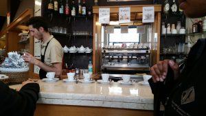First cup of coffee in Milan
