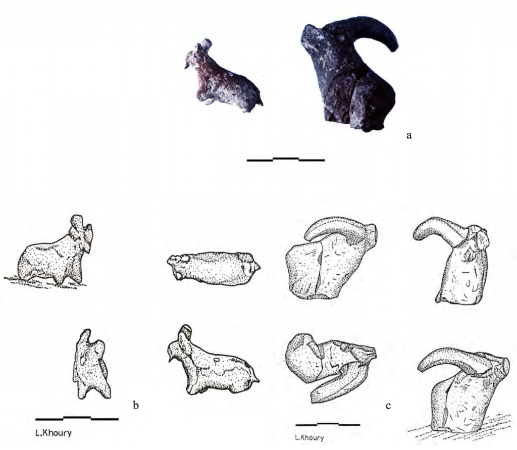 Photo of goat and ram figure with 8 drawings from different angles.