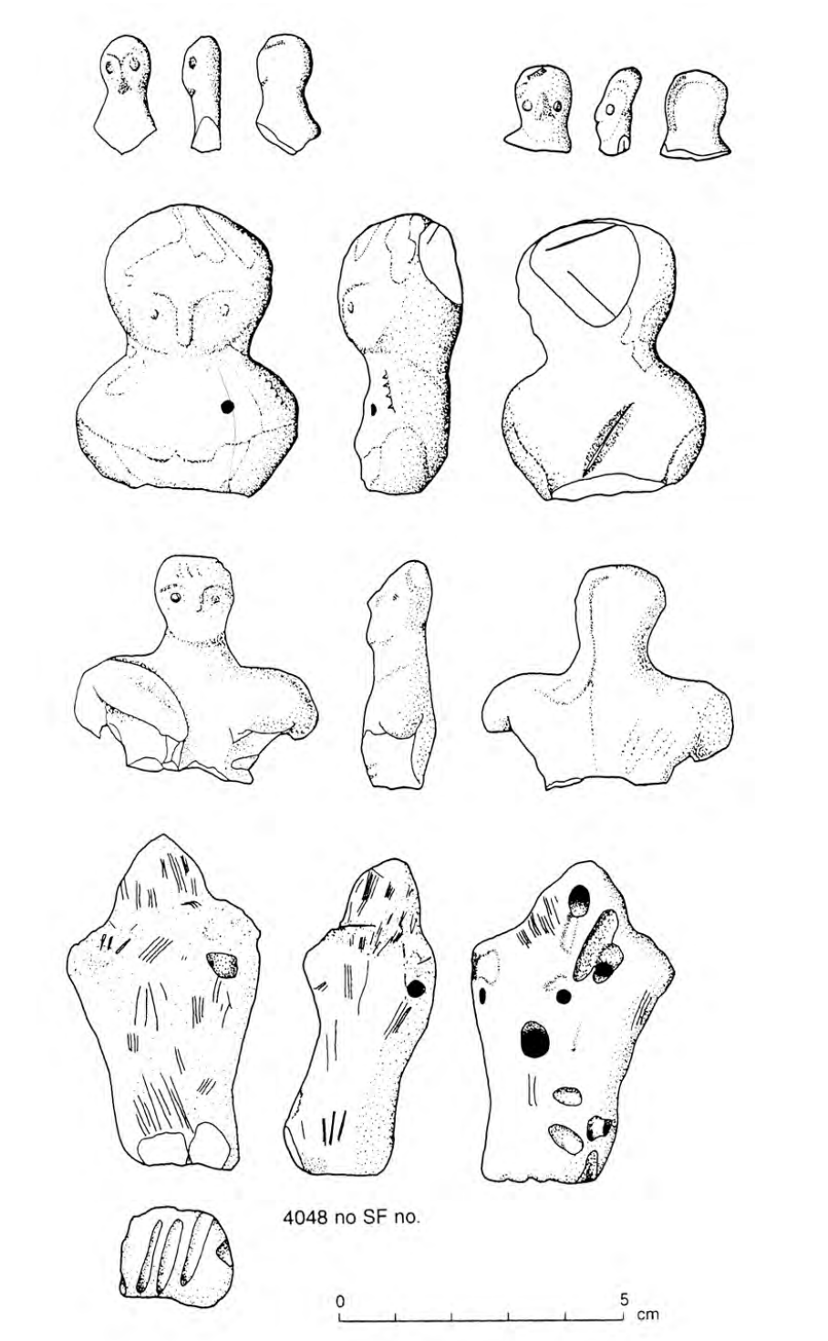drawings of several busts from various angles.