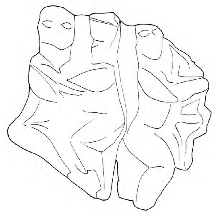 drawing of the shapes in the relief of people embracing.
