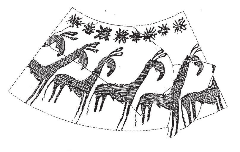 drawing of animal designs on Halaf pottery and glyptic