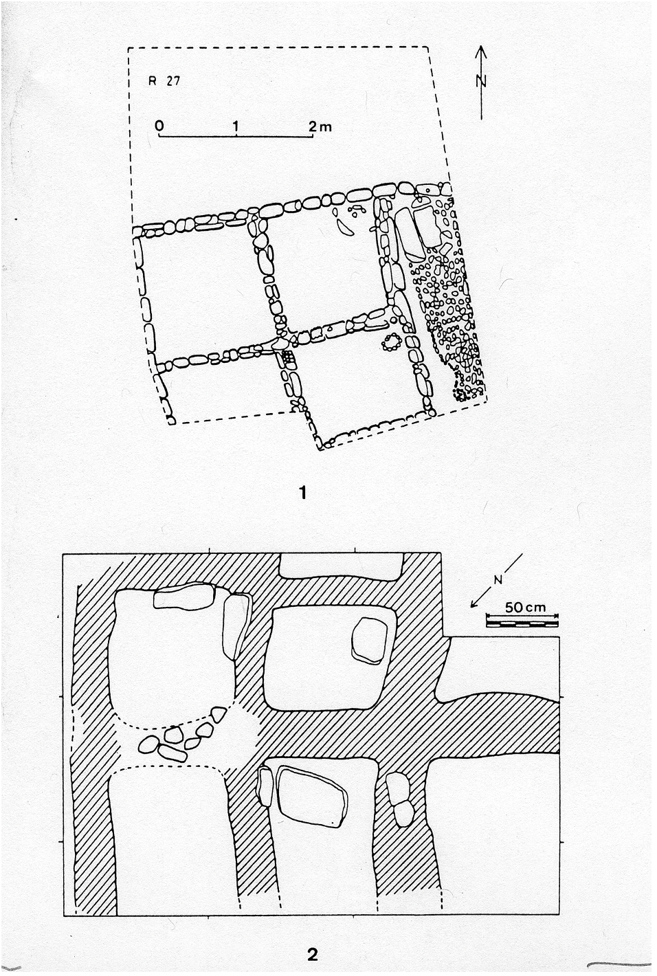 Map drawings of storage areas or silos