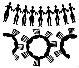 Figure 6. Anthropomorphic composition on a vessel from Tepe Moussian, Iran, after Phillis Ackerman, "Symbol and Myth in Prehistoric Ceramic Ornament," in Arthur Upham Pope, A Survey of Persian Art, XIV, Oxford 1967. P. 2927, Fig. 1009.