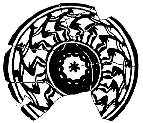 Figure 9. Anthropomorphic composition on a vase from Tall-i Jari. After Roman Ghirshman, Bichapour II Les Mosaiques Sassanides, Paris 1956 p. 111, fig. 22.