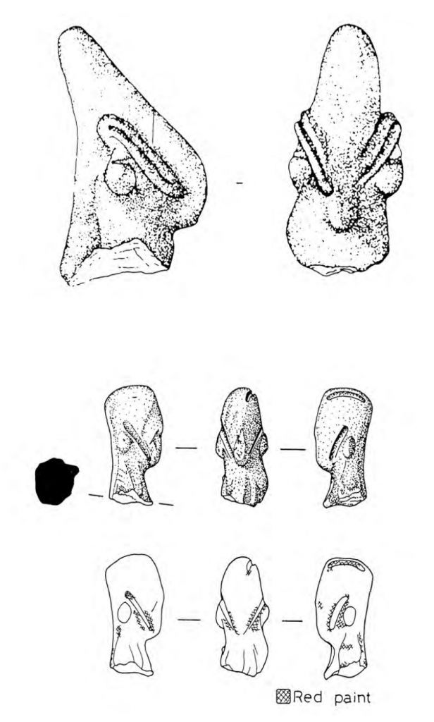 Two large and 6 small drawings from all angles and with hash marks indicating red paint.