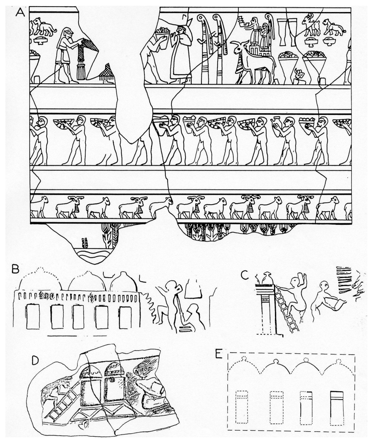 Line art sketches of items described