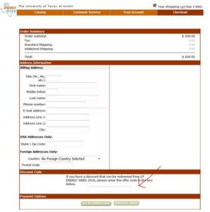 diagram that shows where to input discount code on order form