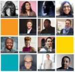 Photo mosaic with headshots of 13 new faculty members in the College of Fine Arts