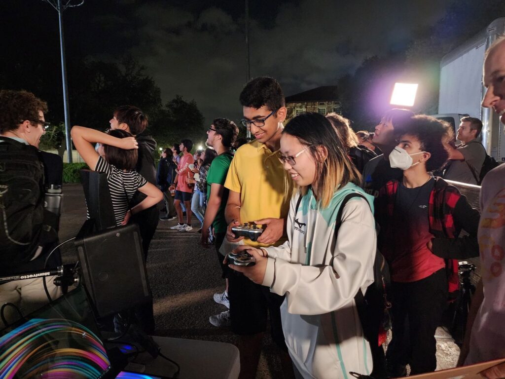 Students gather at the UT Tower to play Tower Tumble photo credit Spectrum News 1/Agustin Garfias