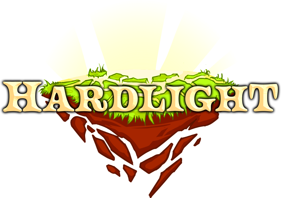 2D graphic of piece of land with light rays coming up from the ground. text reads "Hardlight"