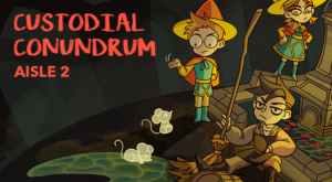 Artistic sketch of characters from Custodial Conundrum