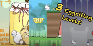 Still image of preview of three different levels from "Milk Run," an original video game created in the Spring 2013 capstone course