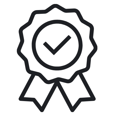 Ribbon icon with checkmark in its center, representing evidence-based interventions.