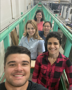 James, Arefe, Aubrey, Po-Chen, and Blair standing inside of the flume