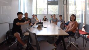 First group meeting in new GLT lab: Hwijong, Peter, Prof. Shi, Sally, Devika, Dr. Zhou, Emma, Chuting, Yajie (August 4, 2022)