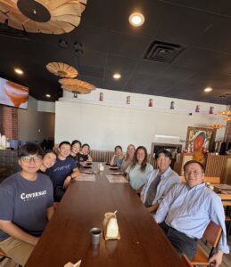 Farewell lunch with Dr. Quan: Woongchul Choi, Alex Lu, Dr. Xun Li, Dr. Yujie Quan, Yudan Li, Chuting Cai, Emma Martin, Dr. Janghan Park, Prof. Li Shi