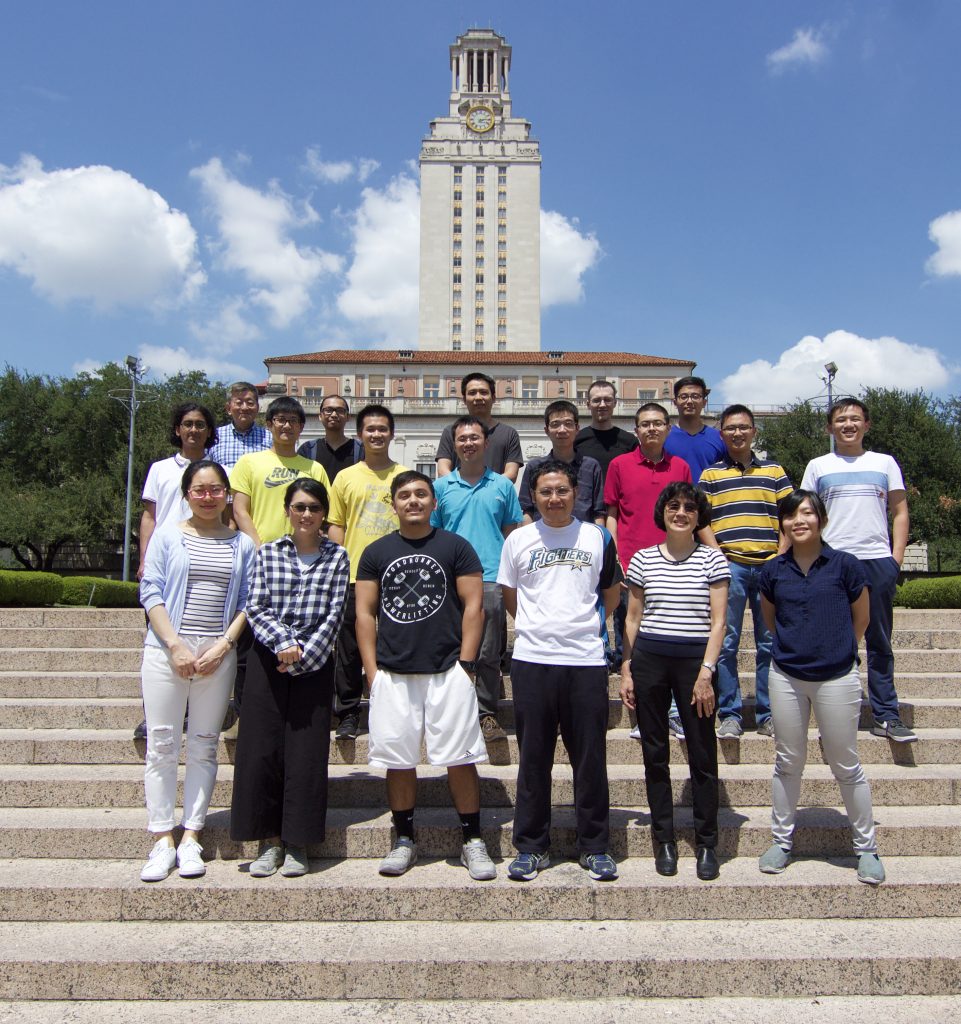 2017 Photo of Liu Lab members with UT Tower in background