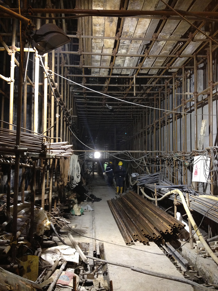 Work site inside tunnel housing generators. Photo: Ruijie Peng.
