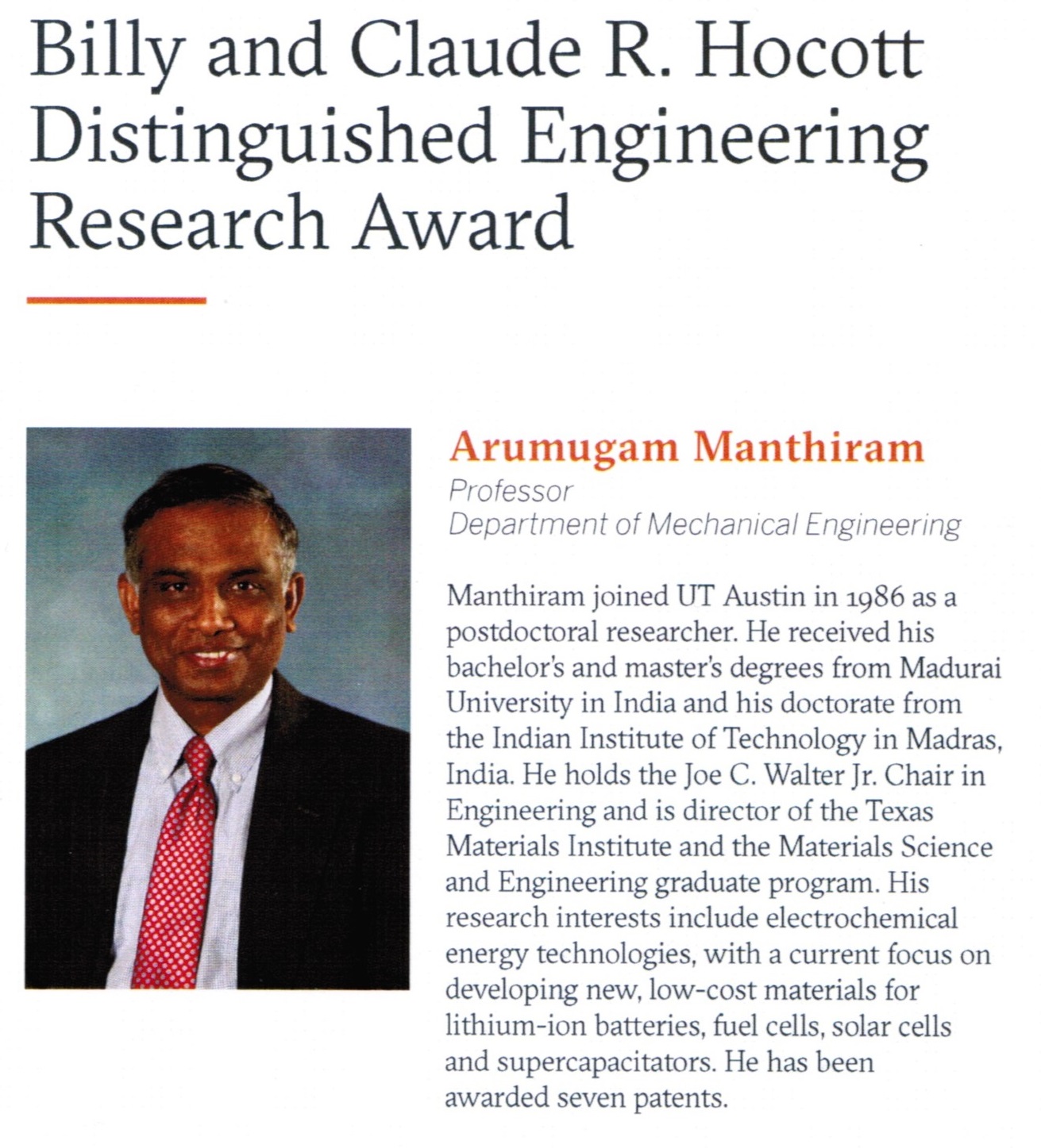 Faculty Reception Program_Manthiram_2016_2