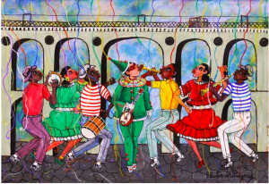 Painting Carnival at Lapa Archway by Heitor dos Prazeres