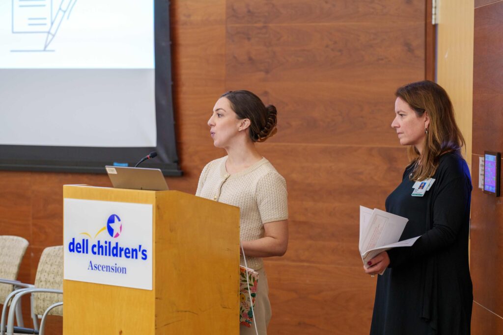 Rachel Bridges, PhD and Emily Greenspahn, PhD lecturing