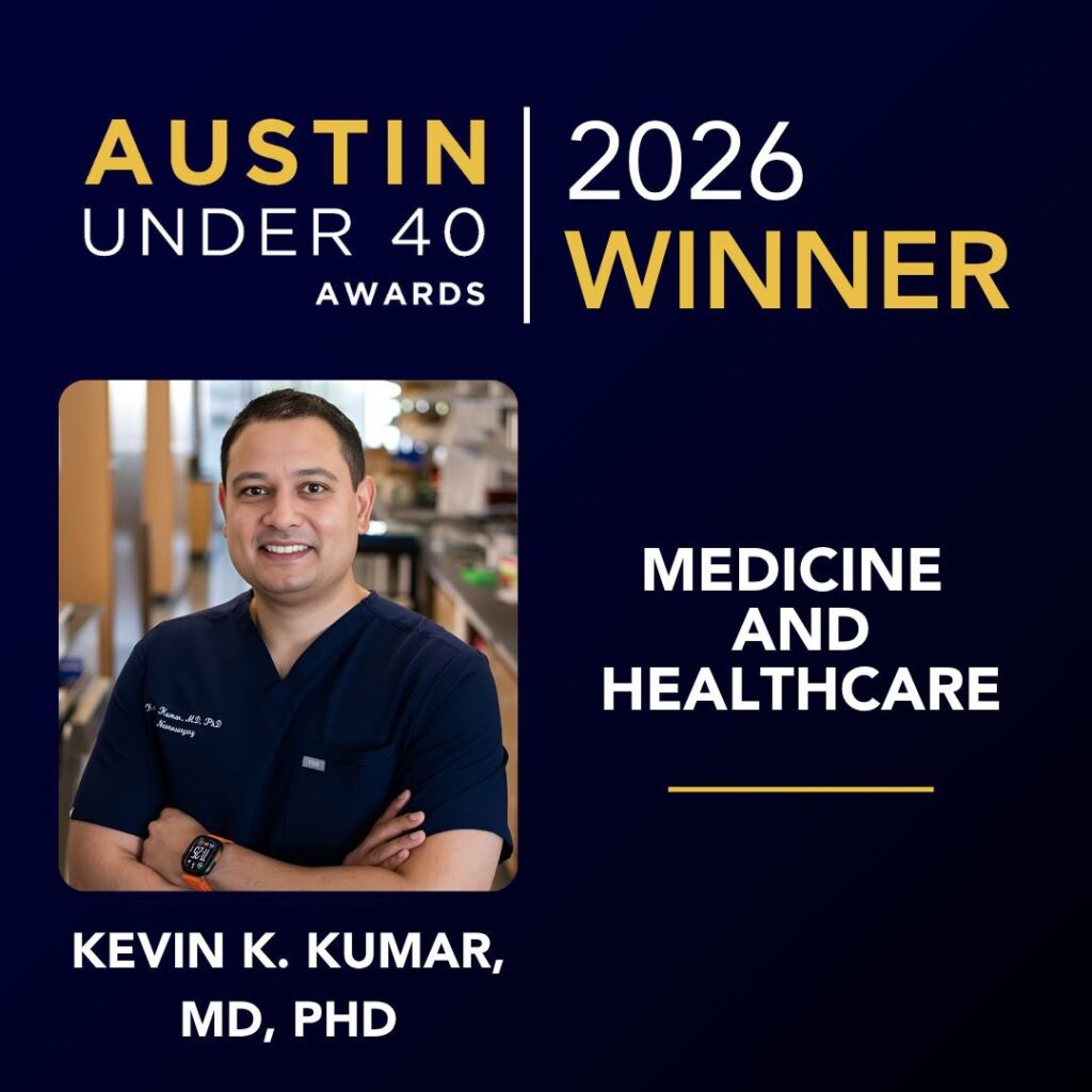 Austin Under 40 Awards 2026 Winner, Medicine and Healthcare, Kevin K. Kumar, MD, PhD