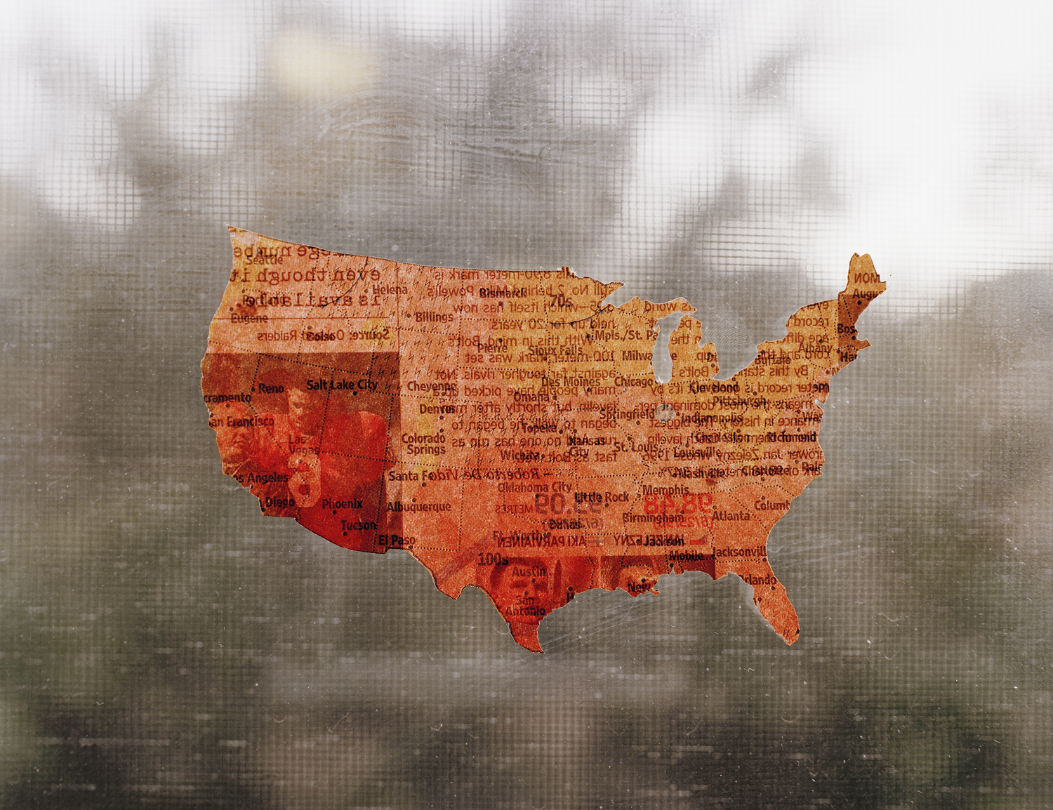 map of united states attached to window