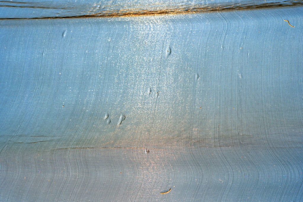bluish textured surface with small worm