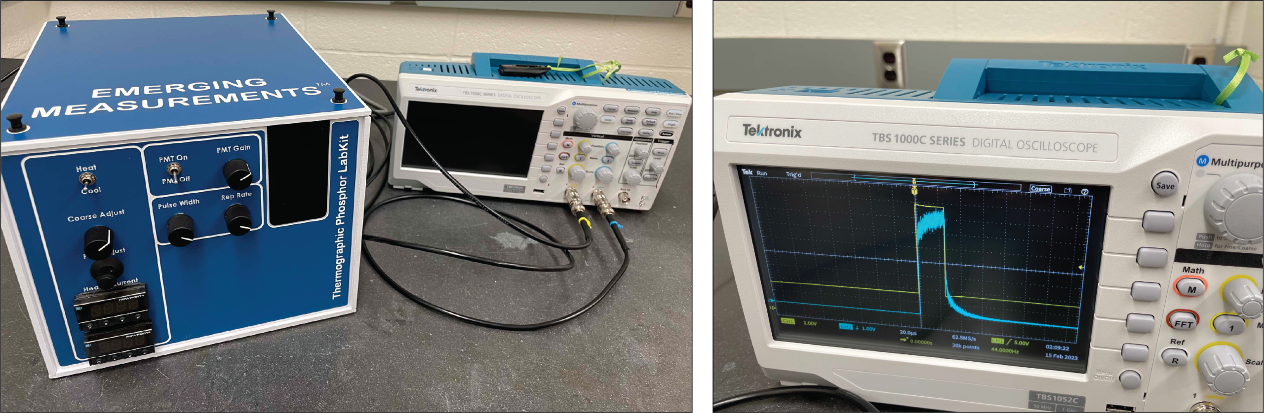 Thermographic Phosphor LabKit and oscilloscope