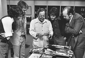 Tennessee Williams visiting the Ransom Center reading room, November 2, 1973. Photograph by Frank Armstrong.