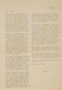 A letter from Dashiell Hammett to Lillian Hellman, January 5, 1944. From the Dashiell Hammett papers.