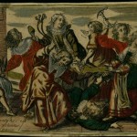 Gaspar Huberti (Belgian, 1619-1684). Untitled [The fight for the man's pants]. Hand-colored engraving. The eternal topic of the struggle for power between and among the sexes, and the question "who wears the pants" is one that provides occasion for humor as well as serious tensions.