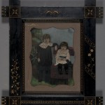 Sisters with Blond Hair. Unidentified photographer. Ca. 1875. Oil on tintype. Eastlake style frame.