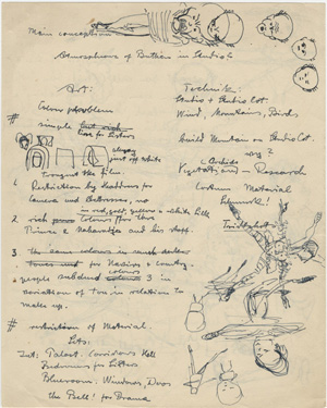 Alfred Junge's notes on design for 'Black Narcissus.'