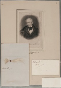 Portrait and hair sample of William Wordsworth. Photo by Pete Smith.