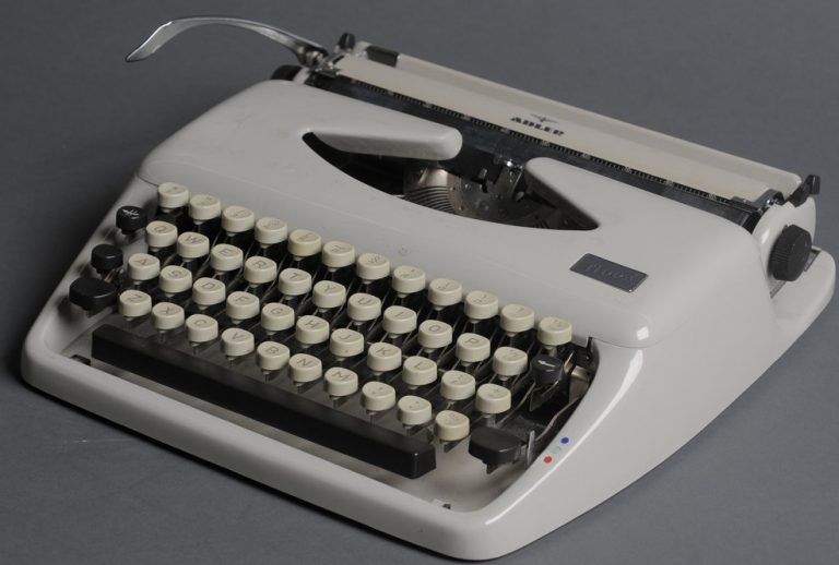 Tippa model typewriter made by Adler. This is one of three Fowles typewriters at the Ransom Center. Photo by Anthony Maddaloni.