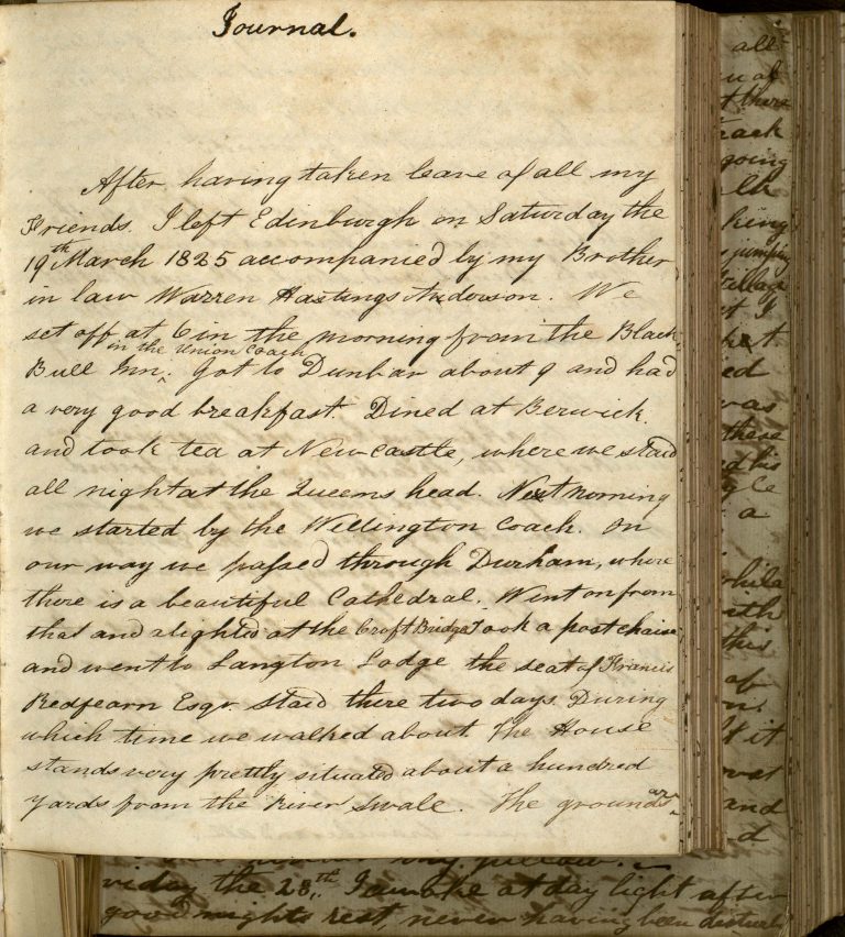 First page of Journal of My Life in India, 1825-1857 by Lieutenant Colonel Alexander Cumming Dewar.