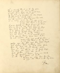 Holograph fair copy manuscript of "The Ivy Green" in Dickens's hand from the album of Miss Georgina Ross. Undated.