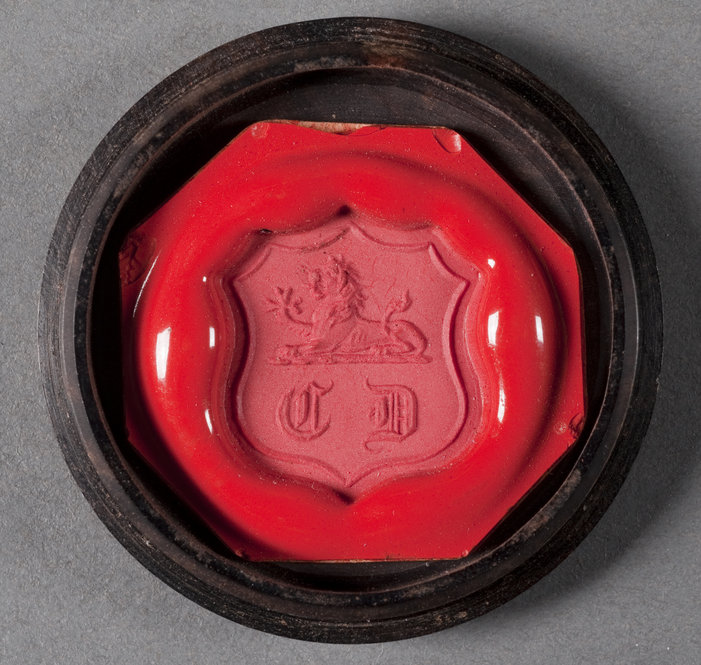 Wax impression of Charles Dickens's seal. Photo by Pete Smith.