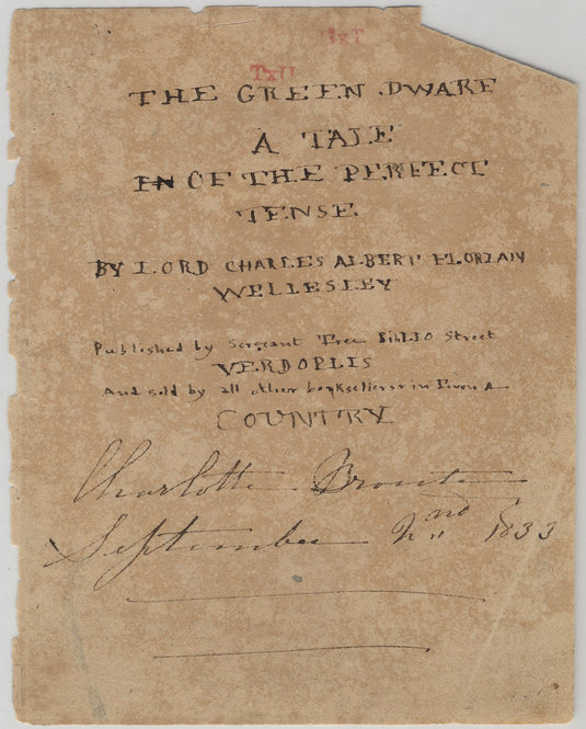Signed title page of Charlotte Brontë's "The Green Dwarf." September 2, 1833.
