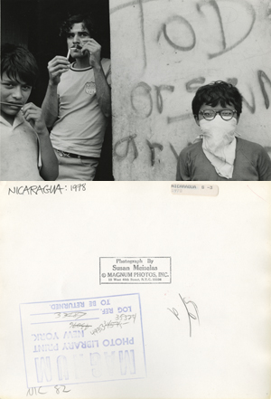 Susan Meiselas/Magnum Photos. Front and back of press print “Nicaragua: 1978” from Magnum Photos archive.