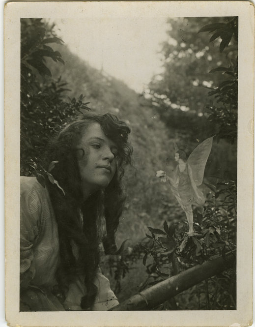 Doyle wrote “The Coming of the Fairies” (1922) in defense of the Cottingley fairy photographs, which he believed to be genuine. Arthur Conan Doyle photography collection.